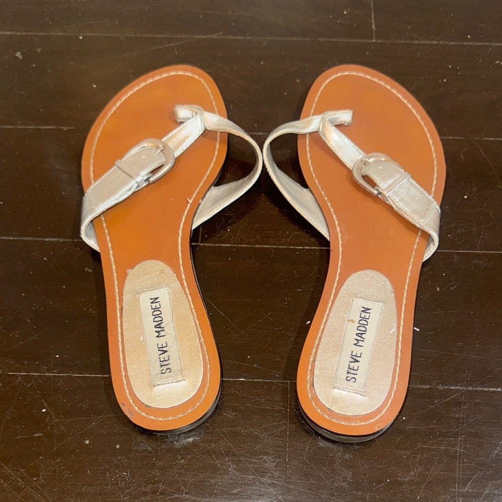 Steve Madden Silver and Tan Sandals